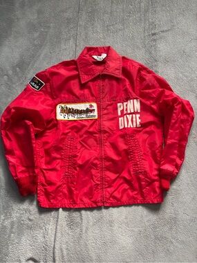 Vintage West Wind Budweiser Jacket Men's M Penn Dixie  Bomber Red Snap Front
